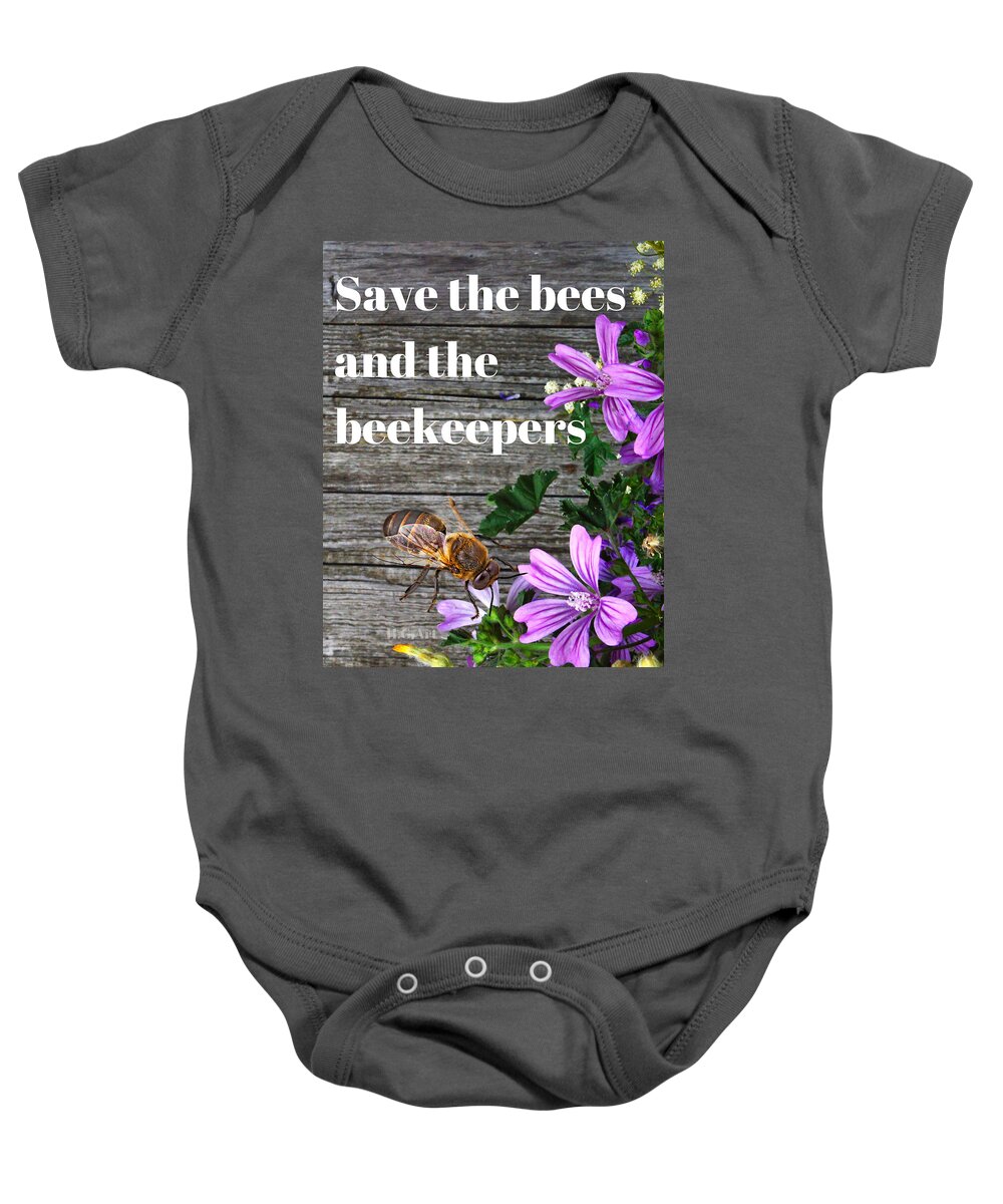 Save The Bee Baby Onesie featuring the digital art Save The Bee by Hank Gray