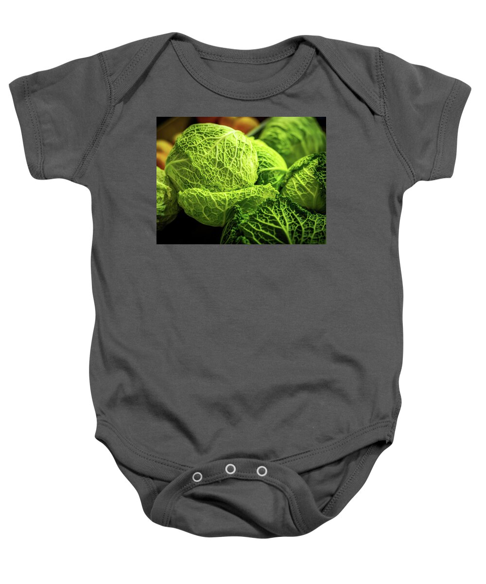 Fruit Baby Onesie featuring the photograph Savoy Cabbage by Luis Vasconcelos