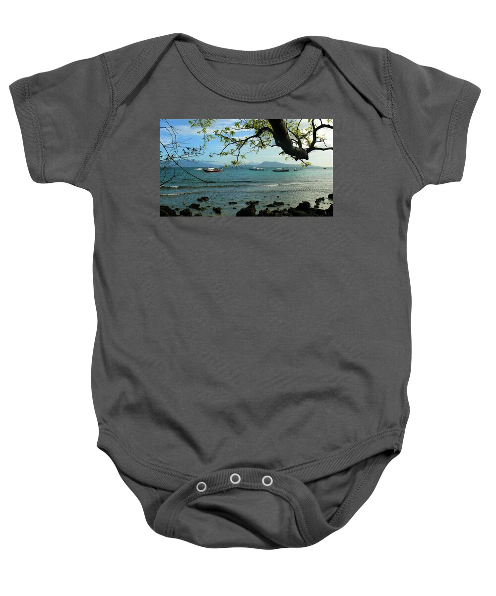 Tree Baby Onesie featuring the photograph Seaside landscape with tree by Robert Bociaga