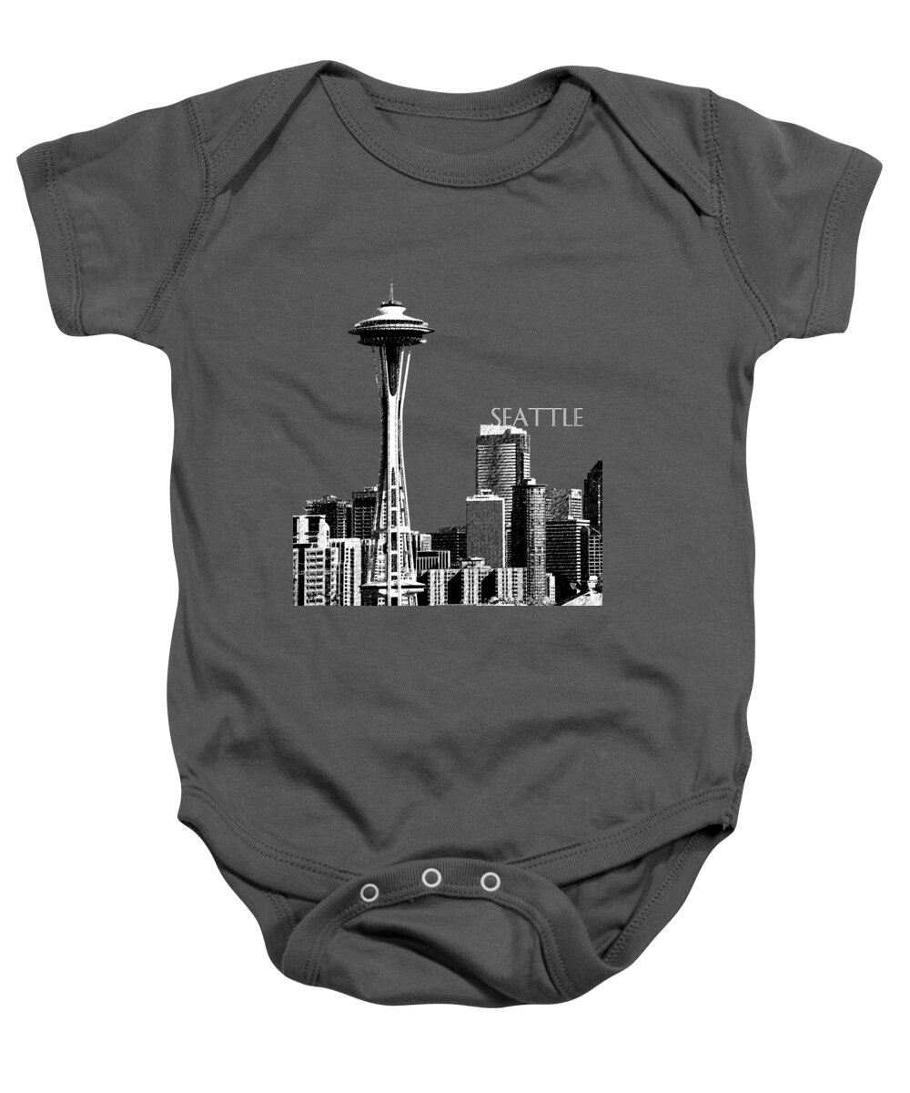 Architecture Baby Onesie featuring the digital art Seattle Skyline Space Needle - Pewter by DB Artist