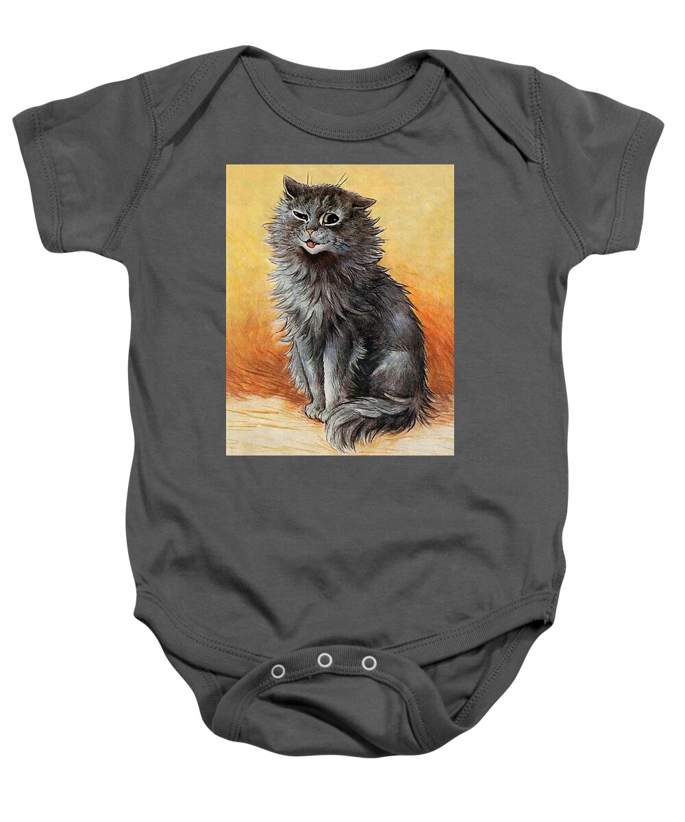 “louis Wain” Baby Onesie featuring the digital art Second Prize at the Cat Show by Patricia Keith