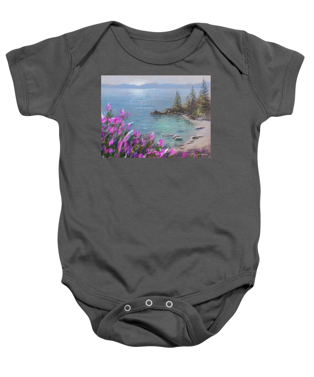 Secret Cove Baby Onesie featuring the painting Secret Cove by Larry Whitler