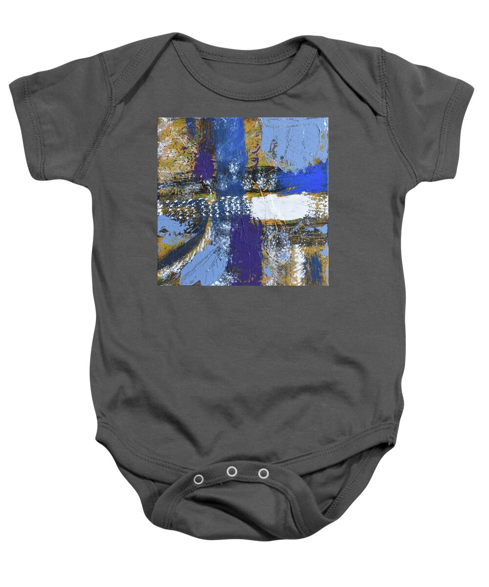 Blue Baby Onesie featuring the painting Series 1 Right Side by Pam O'Mara