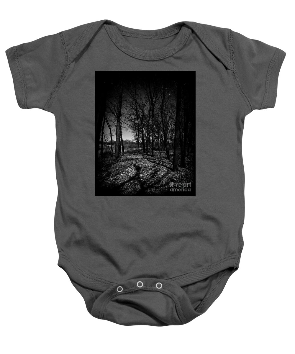 Nature Baby Onesie featuring the photograph Shadows Trees Landscape - Holga by Frank J Casella