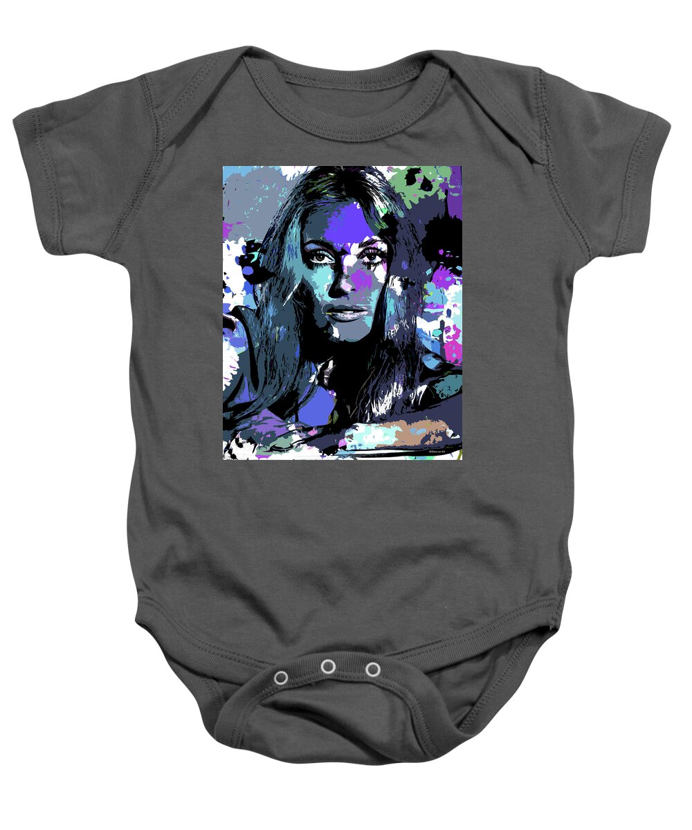 Sharon Baby Onesie featuring the digital art Sharon Tate psychedelic portrait by Movie World Posters