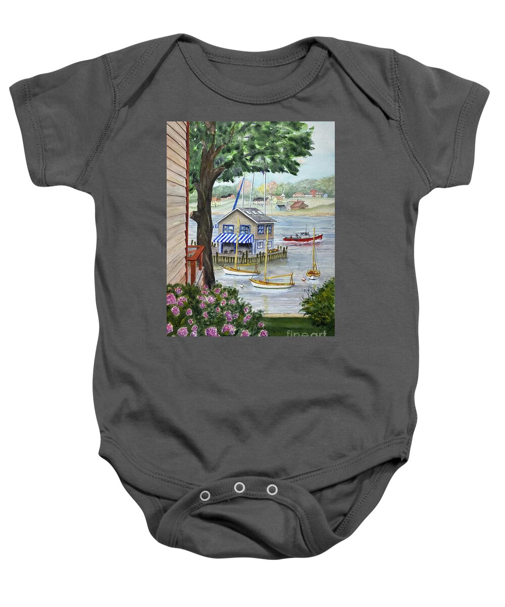 Long Island Baby Onesie featuring the painting Shelter Island Harbor by Joseph Burger