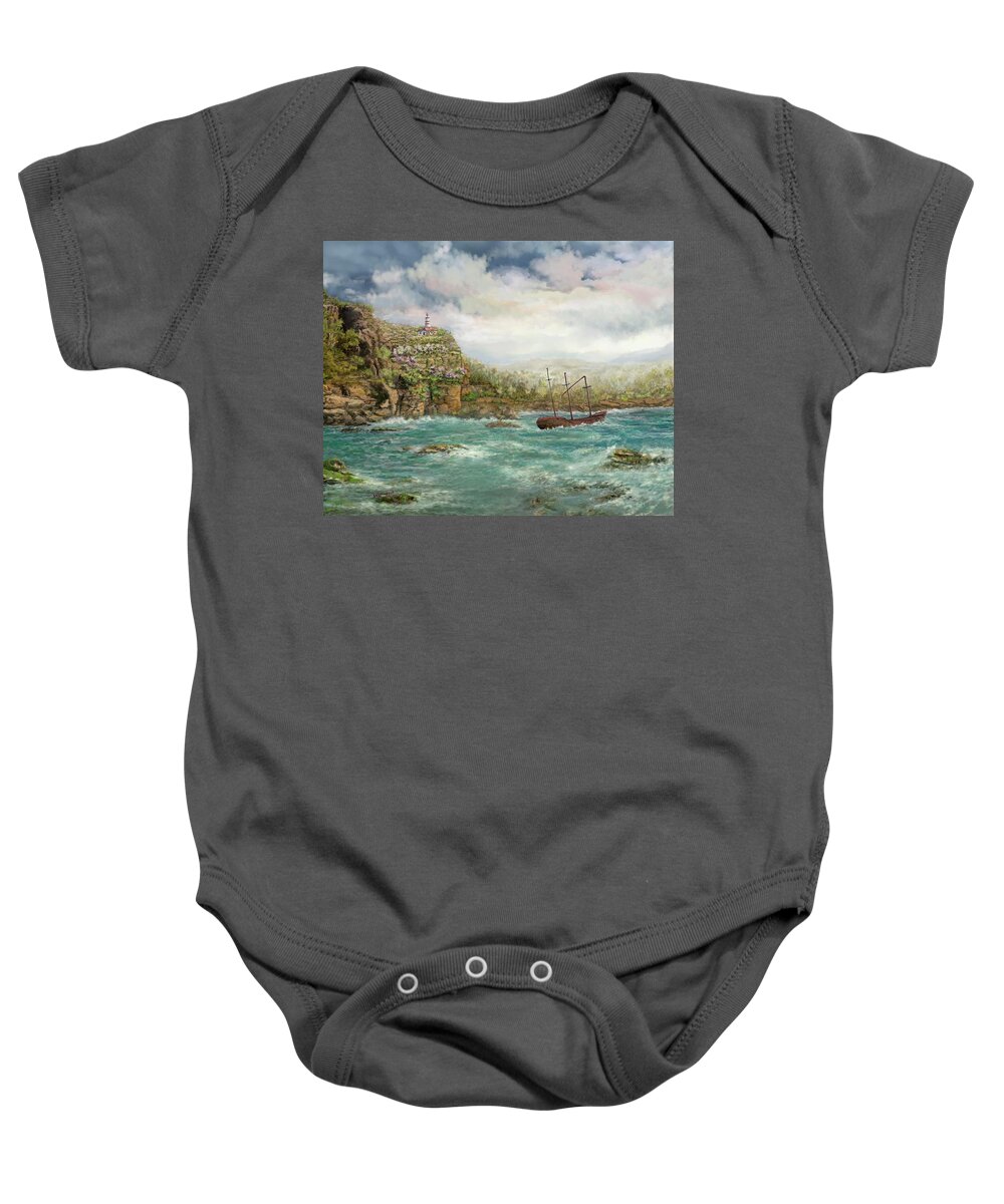 Landscape Baby Onesie featuring the digital art Shipwreck Shoal by Marilyn Cullingford