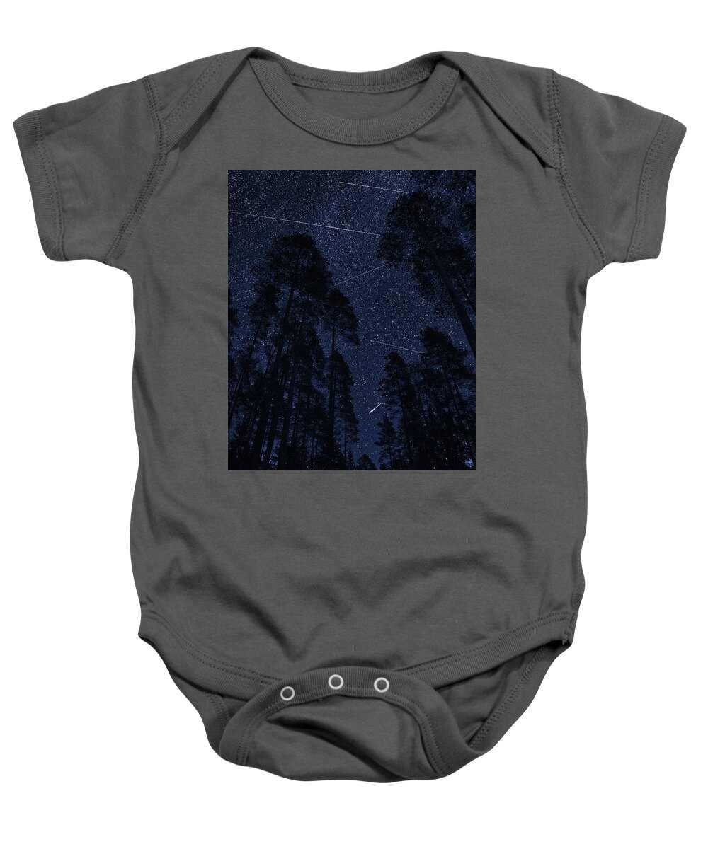 Finland Baby Onesie featuring the photograph Shooting stars collage by Jouko Lehto