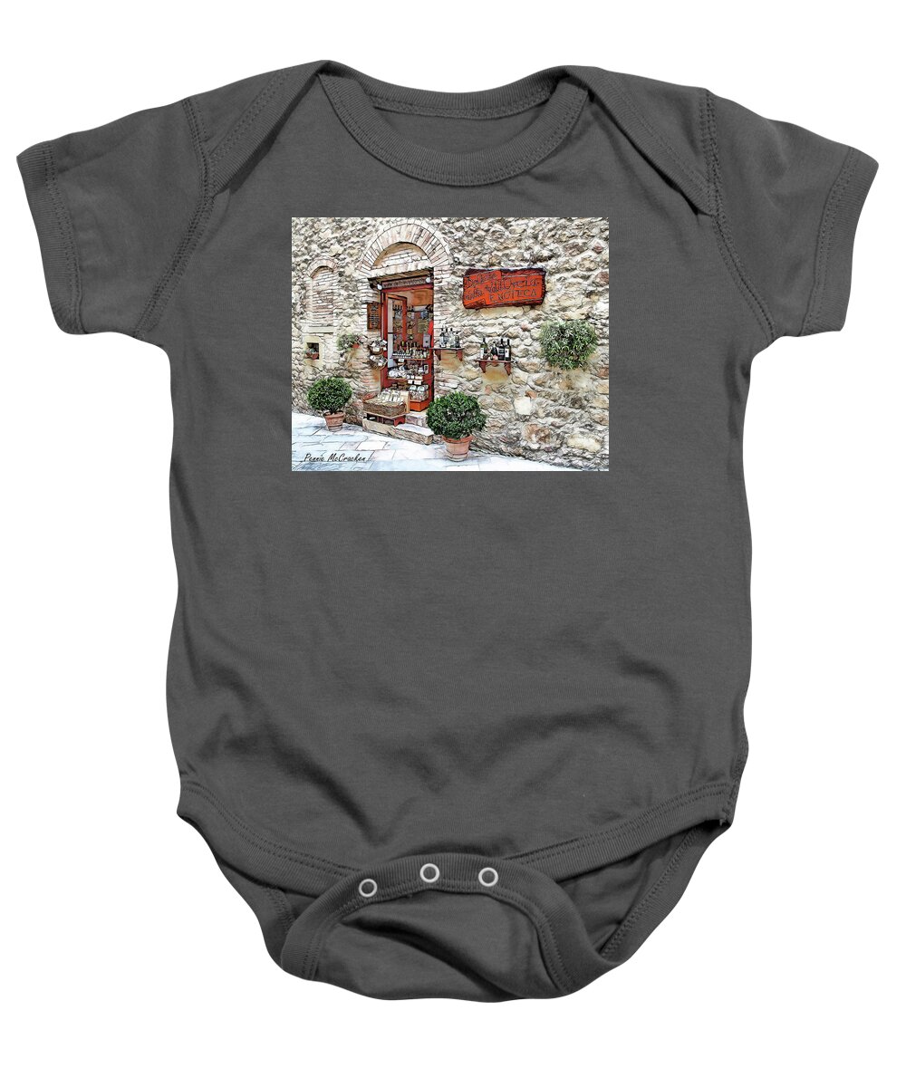 Tuscany Baby Onesie featuring the digital art Shopping in Tuscany by Pennie McCracken