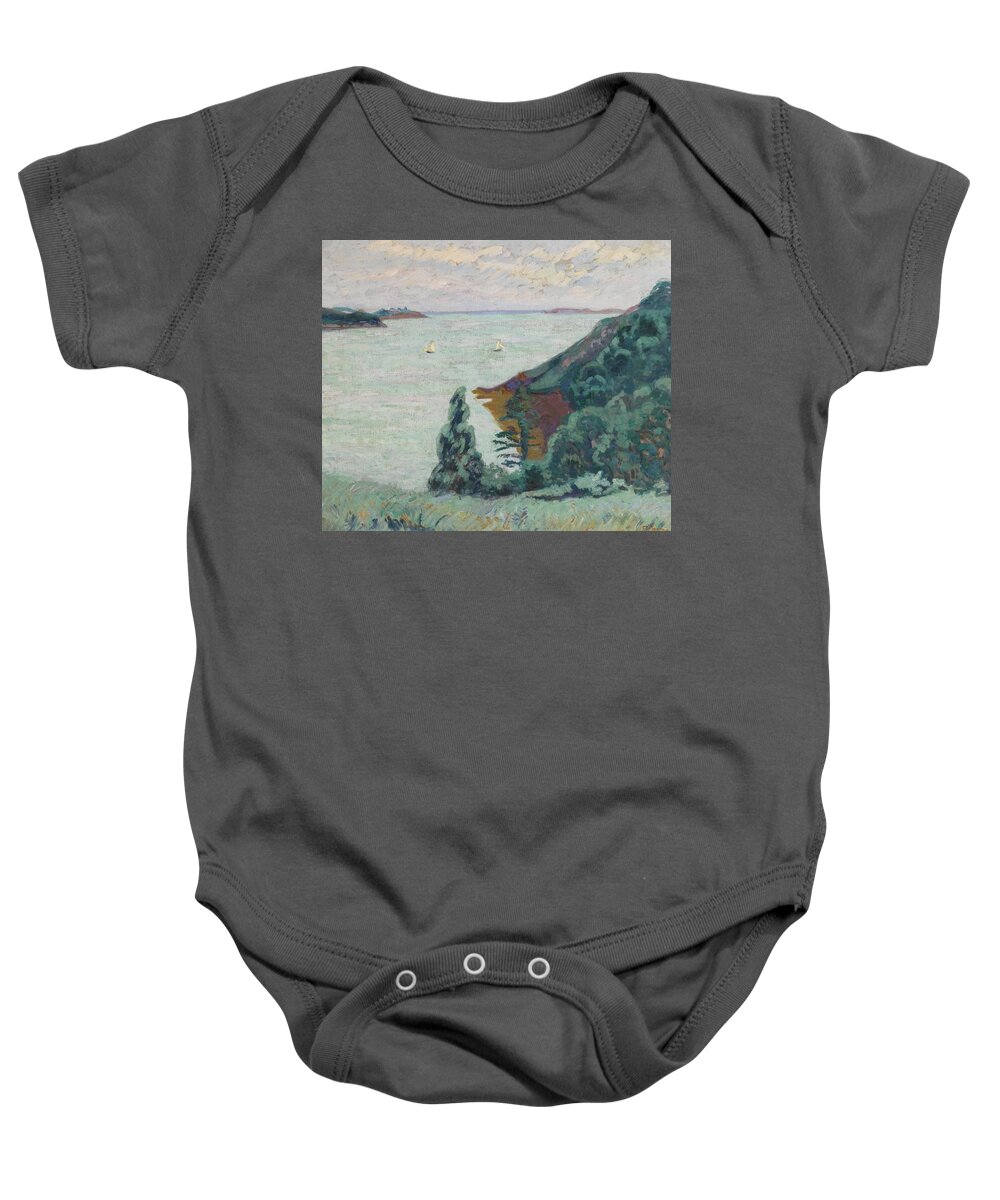 Cityscape Baby Onesie featuring the painting signed Guillaumin titled on the reverse oil on canv by Celestial Images