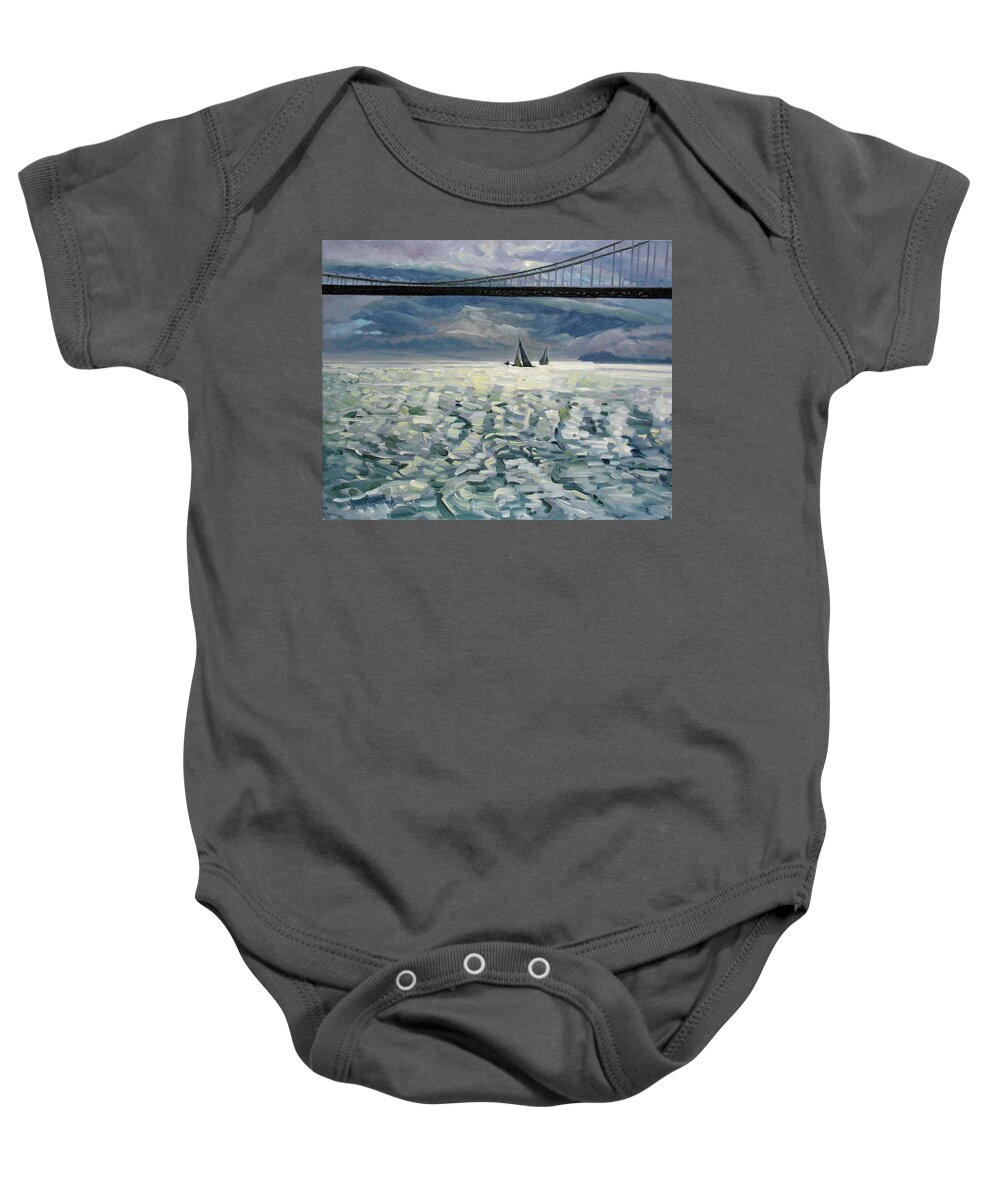 Golden Gate Baby Onesie featuring the painting Silhouettes by John McCormick
