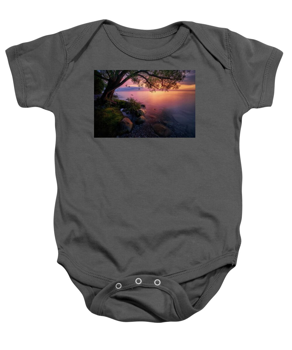 Lake Simcoe Baby Onesie featuring the photograph Simcoe Sunset by Henry w Liu