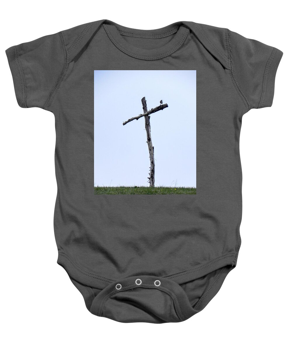 Meadow Lark Baby Onesie featuring the photograph Singing The Old Rugged Cross by Amanda R Wright