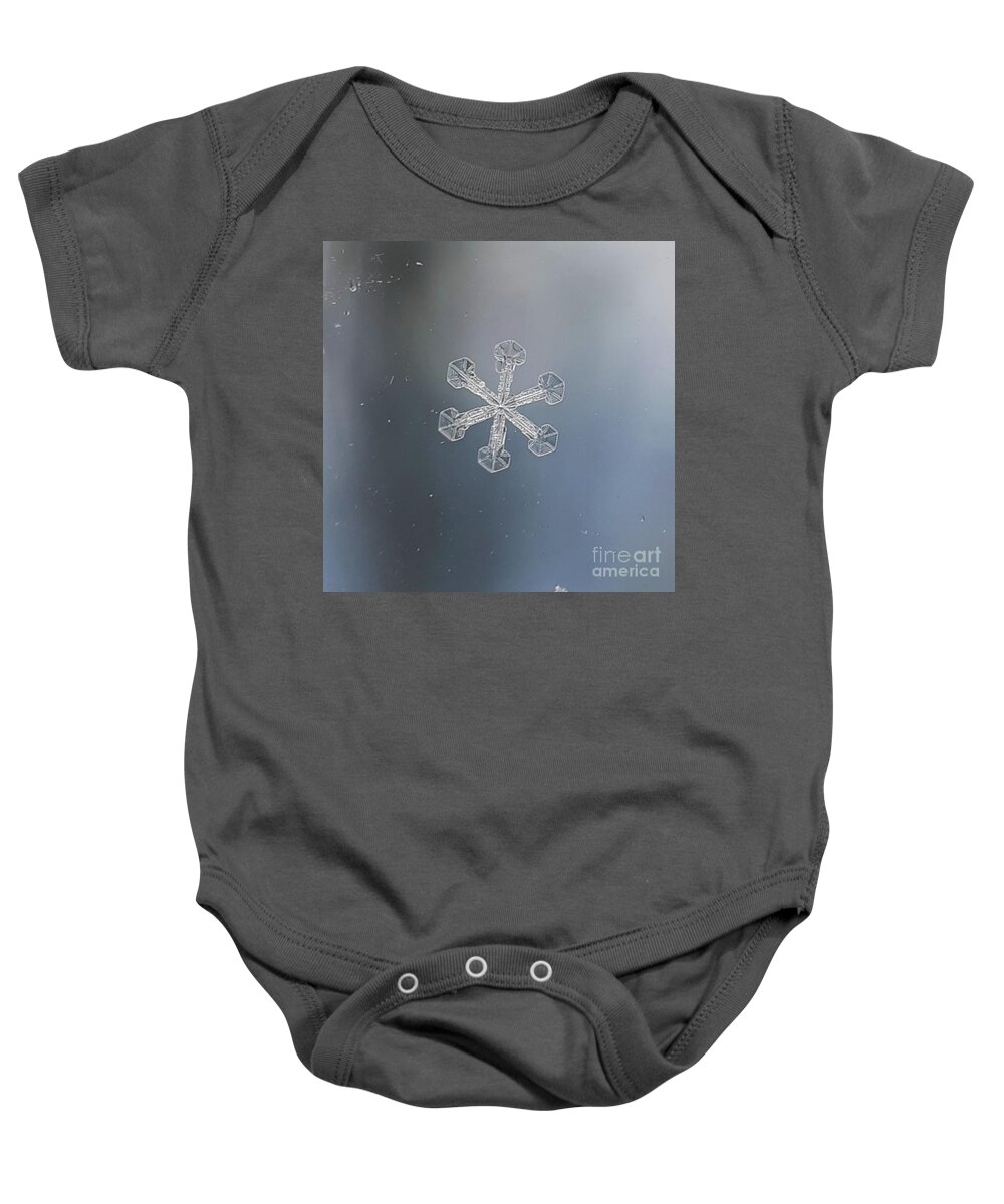 Snow Baby Onesie featuring the photograph Single Snowflake by Harvest Moon Photography By Cheryl Ellis