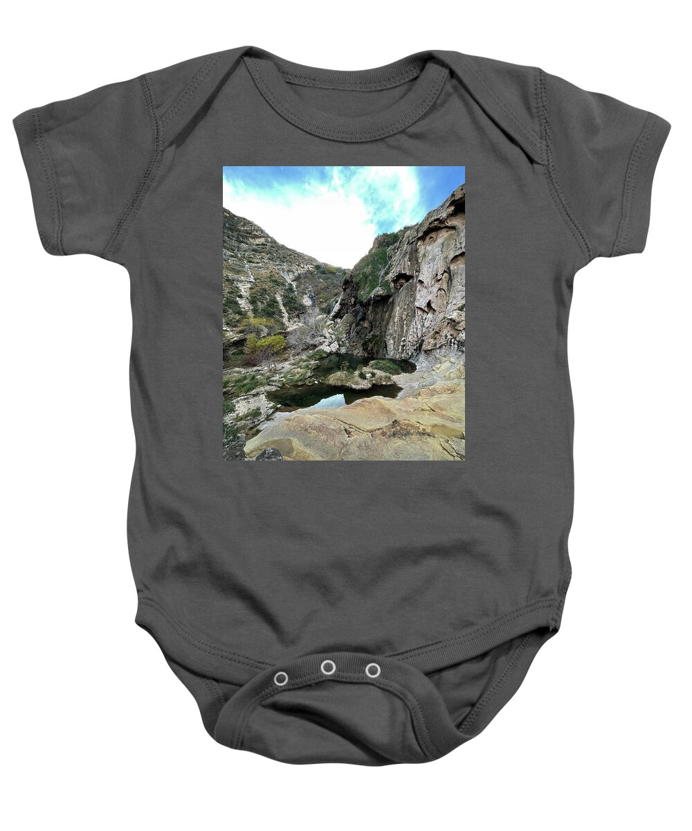 Richard E Porter Baby Onesie featuring the photograph Sitting Bull Falls and Pools-Guadalupe Mountains, Lincoln National Forest, New Mexico by Richard Porter