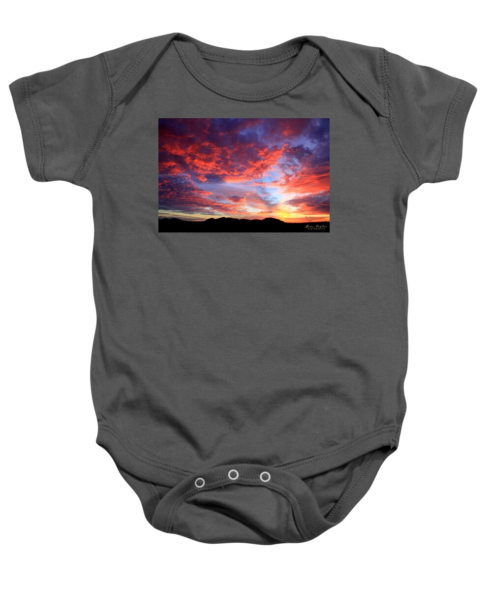 Sky Fire Baby Onesie featuring the photograph Sky Fire 1 - Signed by Gene Taylor