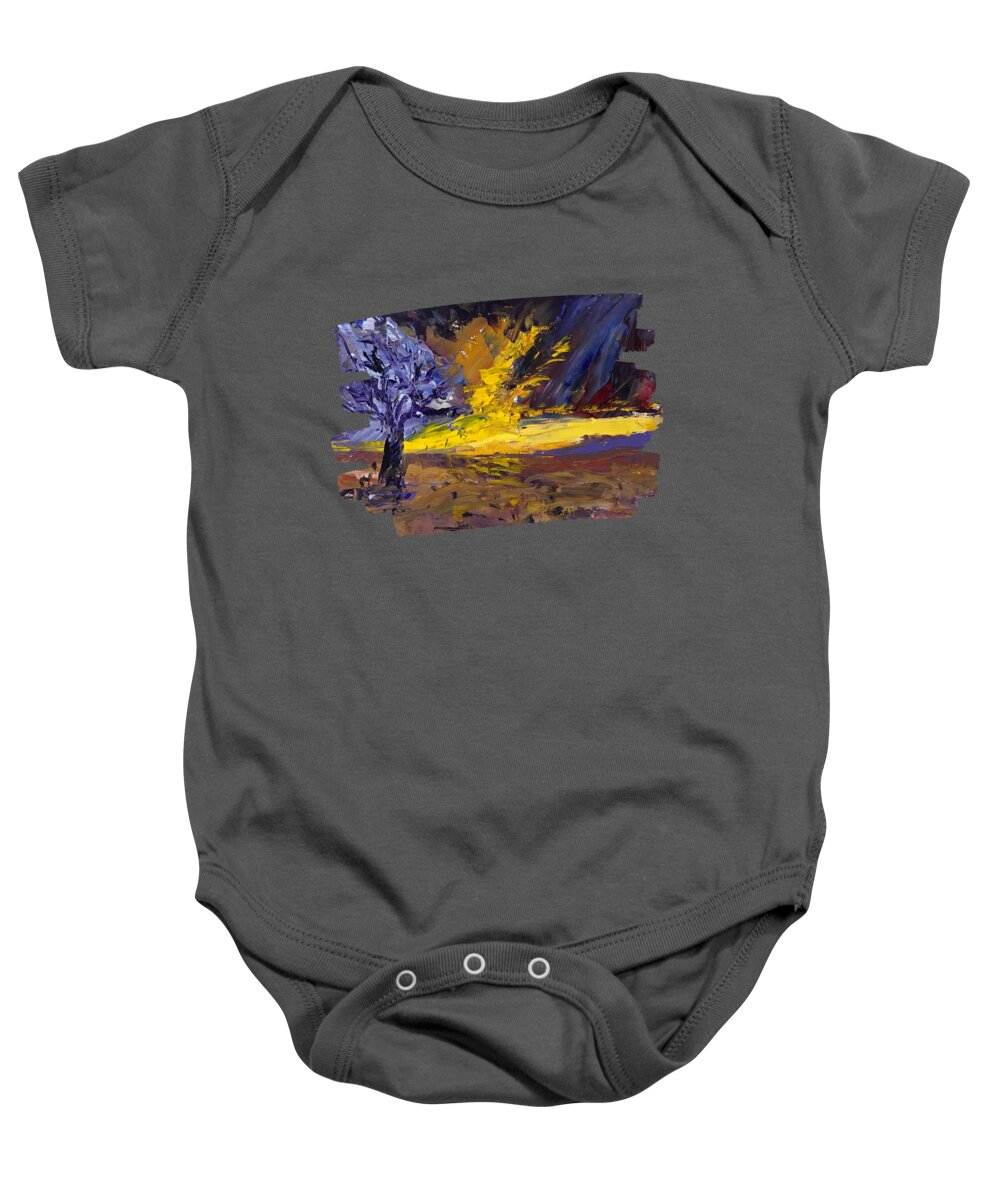 Abstract Baby Onesie featuring the painting Skyfire by Lisa Marie Smith