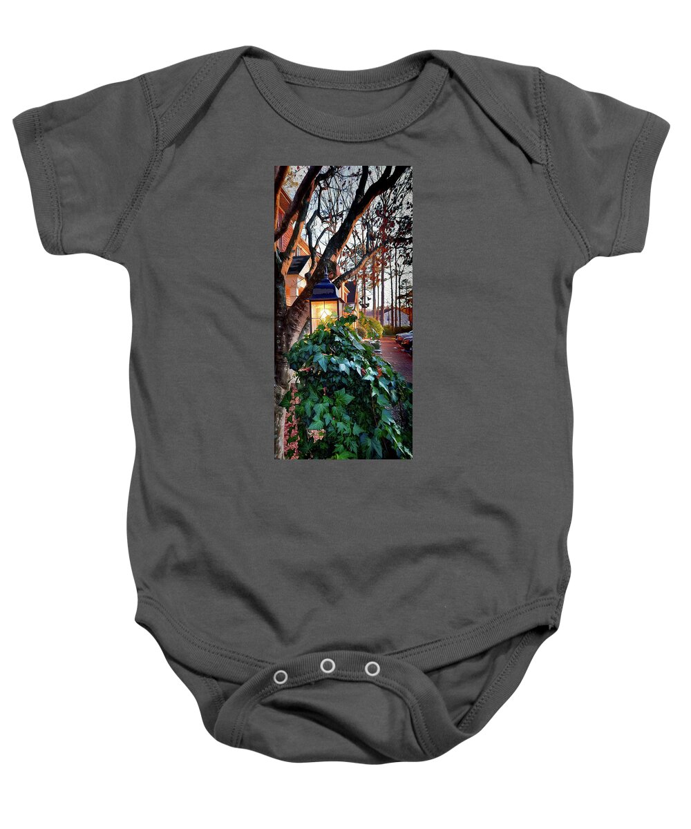 Lantern Baby Onesie featuring the photograph Small Lantern Casts a Long Shadow by Ola Allen