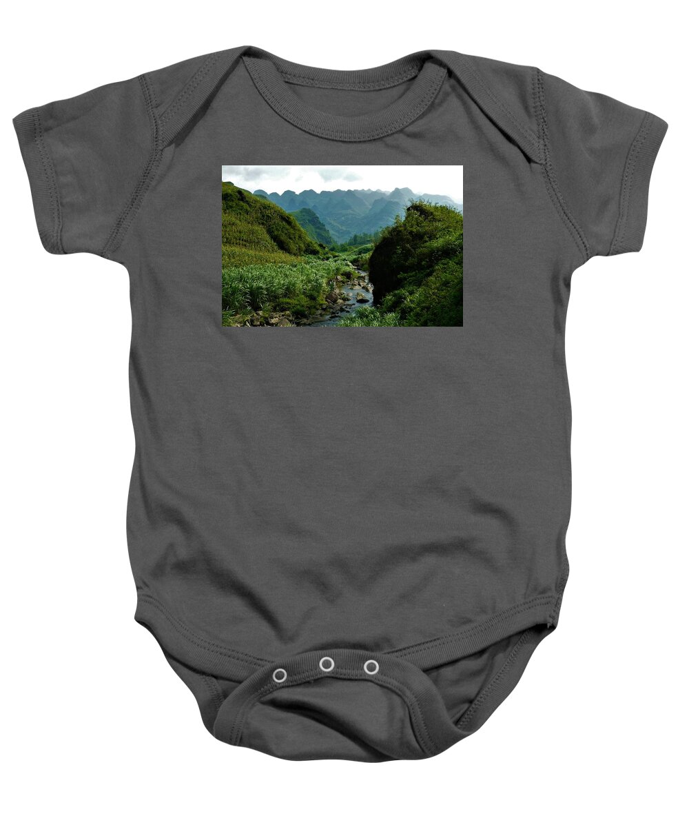 Valley Baby Onesie featuring the photograph Small river in the mountains of Vietnam by Robert Bociaga