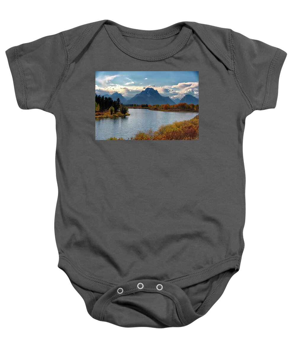 Wy Baby Onesie featuring the photograph Snake River overlook, Grand Teton NP by Doug Wittrock
