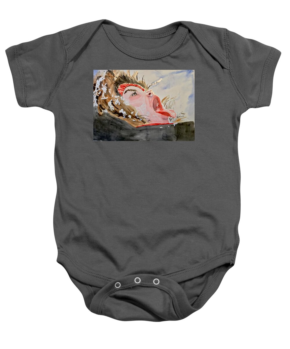 Watercolor Baby Onesie featuring the painting Snow Catcher by Bryan Brouwer