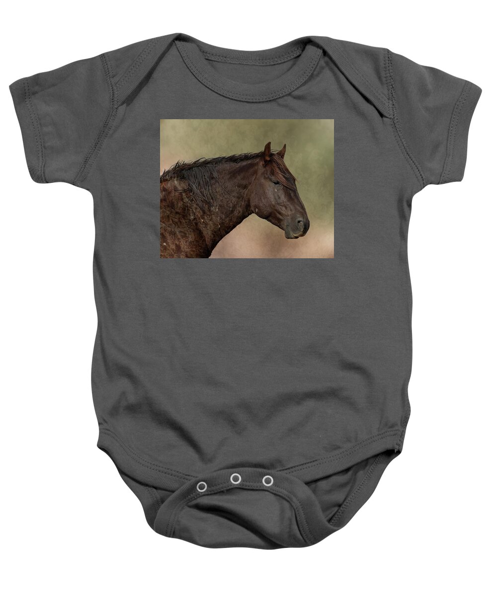 Wild Horses Baby Onesie featuring the photograph Soft Brown by Mary Hone