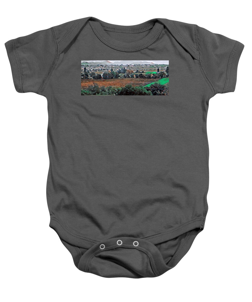 Sonoma Valley California Vineyards Hdr Special Effects Olympus Photoshop Pastoral Landscape Baby Onesie featuring the photograph Sonoma Valley Vineyards by Farol Tomson