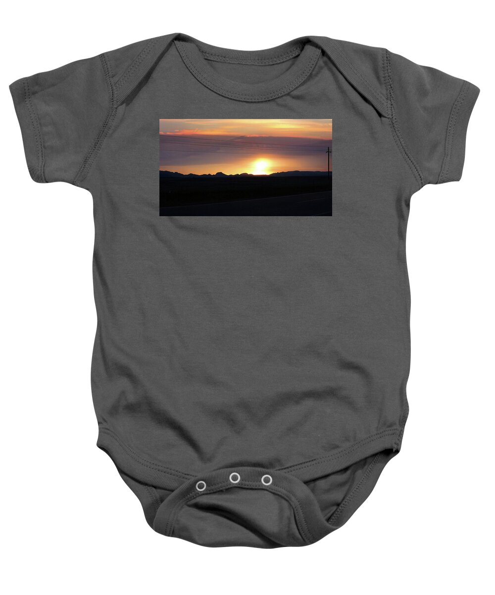 South Dakota Baby Onesie featuring the photograph South Dakota Badlands Sunset by Cathy Anderson