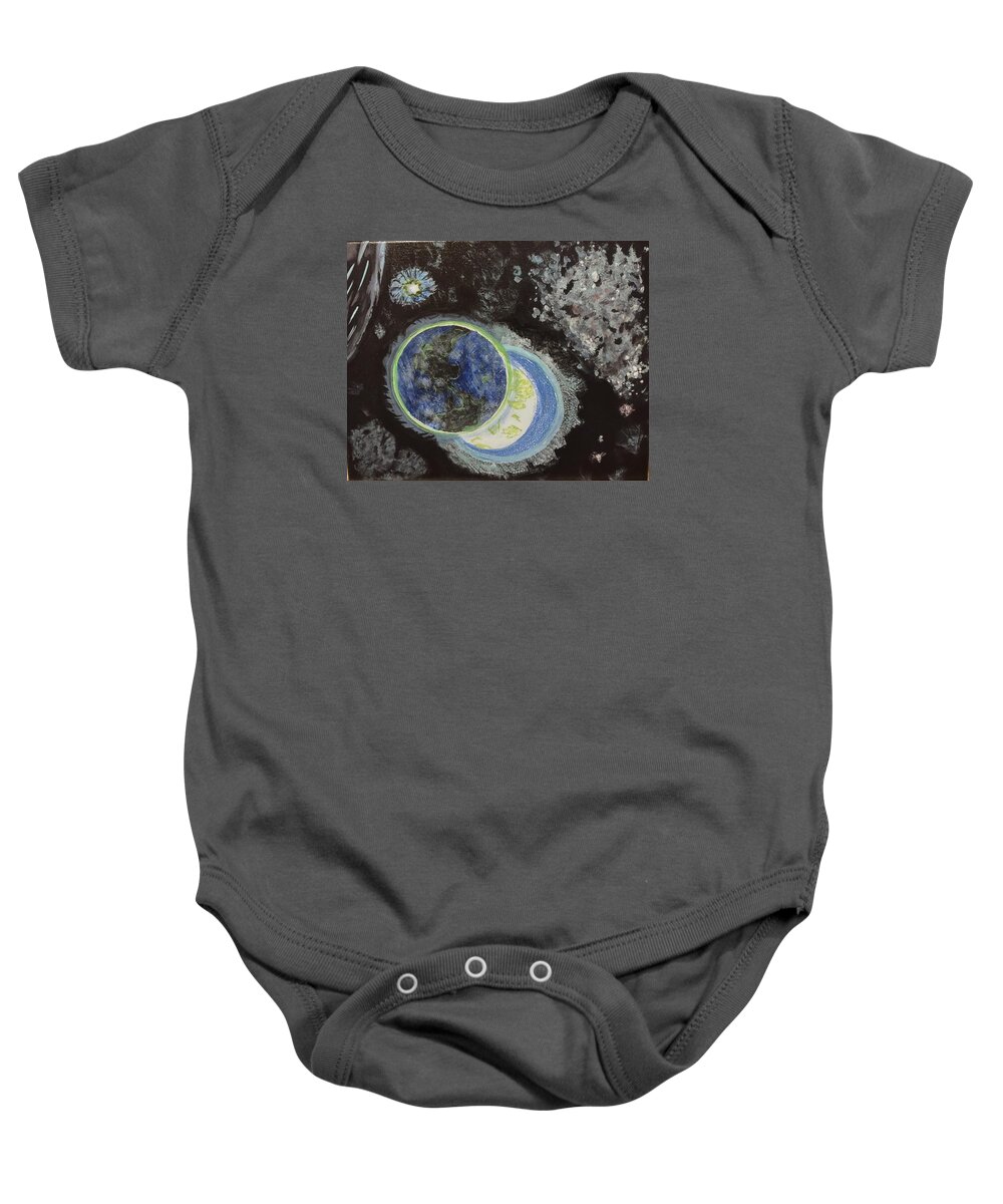 Space Baby Onesie featuring the painting Space Odessey by Suzanne Berthier