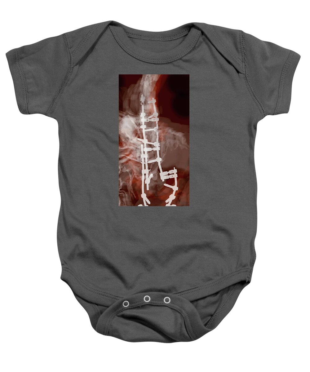 #spinalprosthesis Baby Onesie featuring the digital art Spinal Prosthesis, Study 7 by Veronica Huacuja