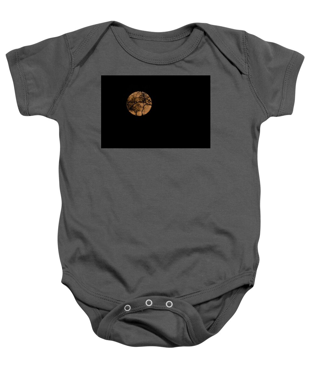 Fall Baby Onesie featuring the photograph Spooky Moon by Denise Kopko