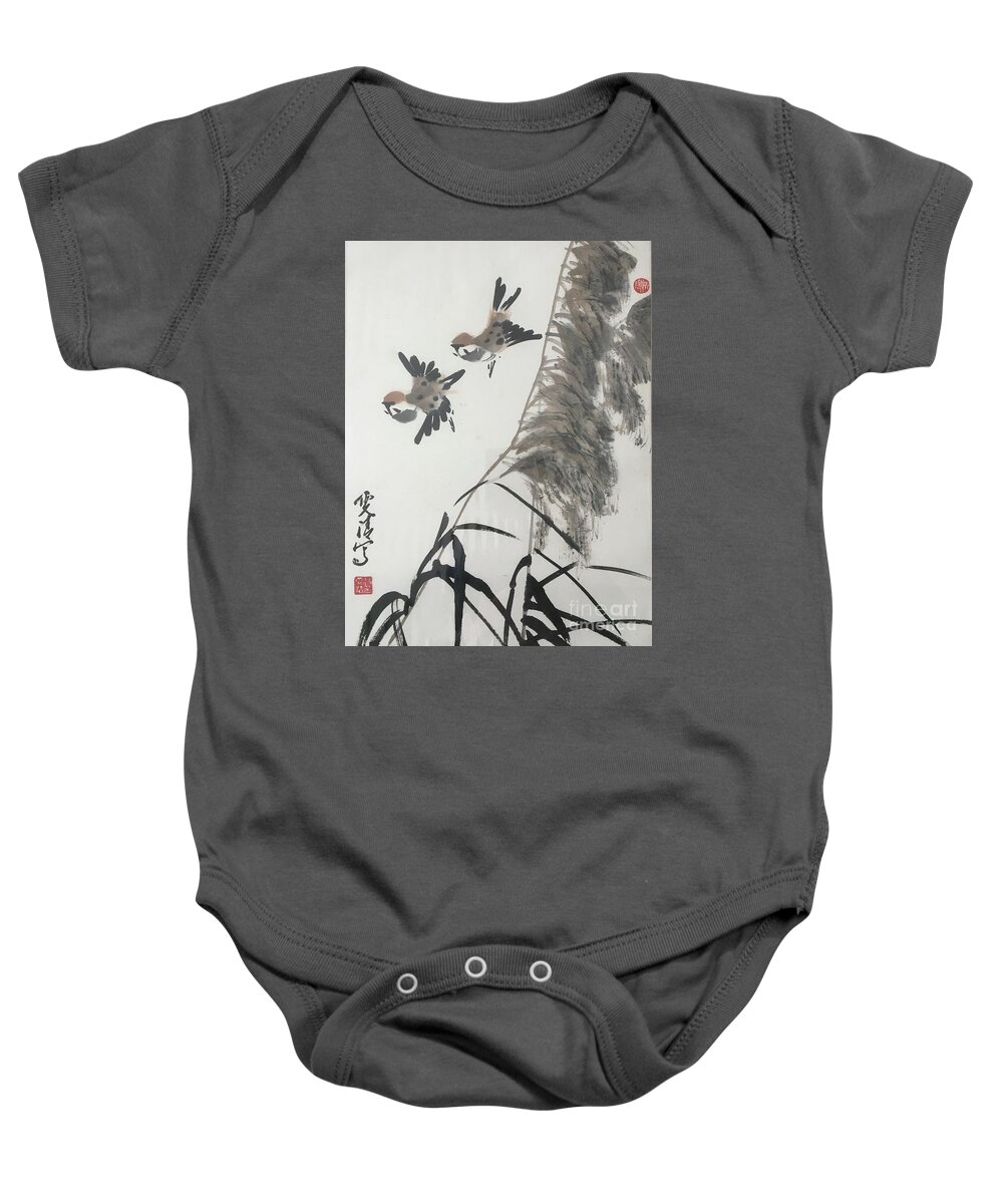 Bird Baby Onesie featuring the painting Spring Coming by Carmen Lam