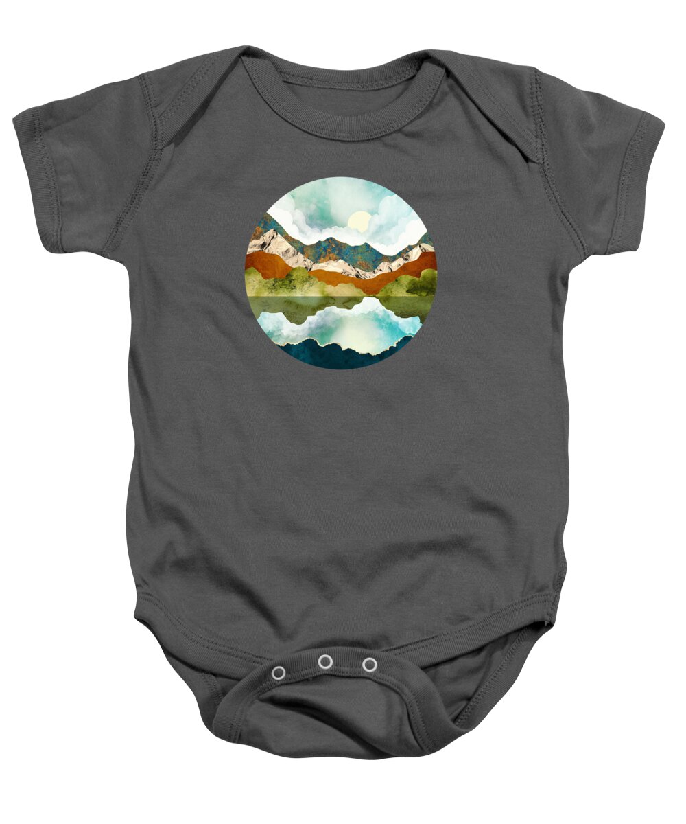Spring Baby Onesie featuring the digital art Spring Mountains by Spacefrog Designs