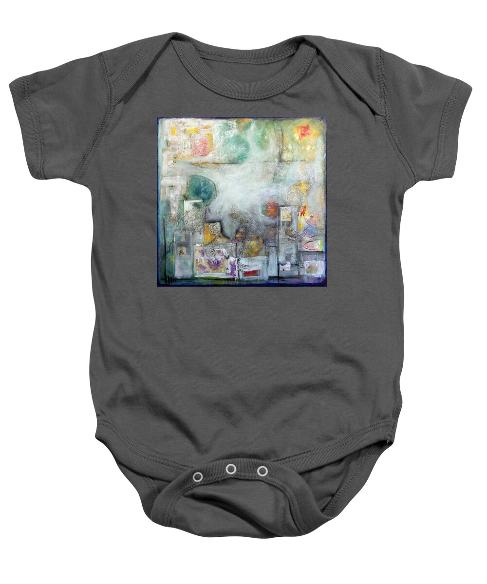 Abstract Baby Onesie featuring the painting Spring Obscura by Theresa Marie Johnson