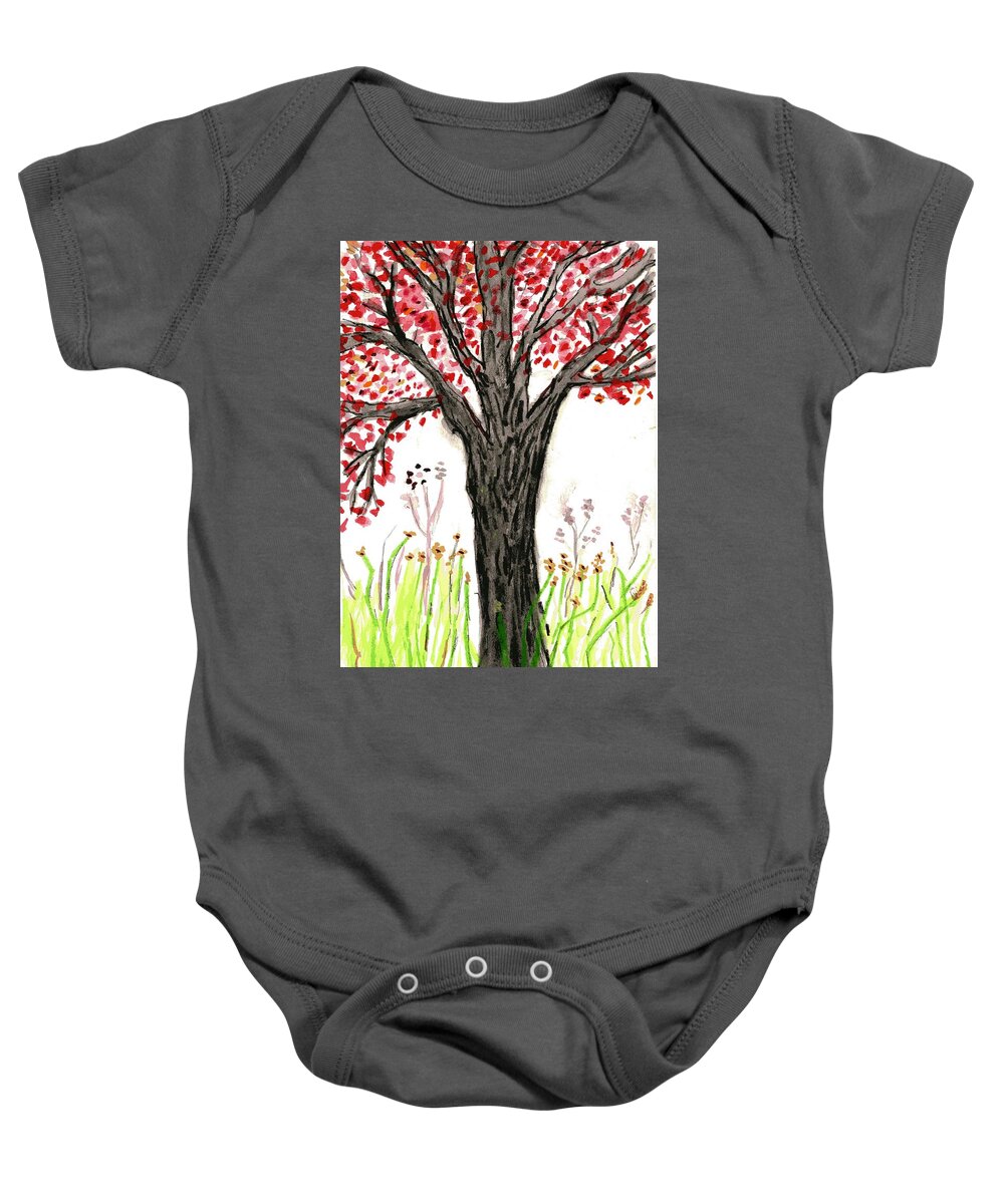 Spring Baby Onesie featuring the painting Spring Tree by Branwen Drew