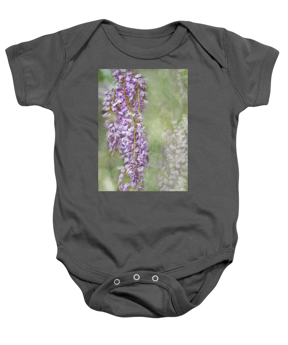 Sunnylea Baby Onesie featuring the photograph Spring Waltz of the Wisteria by Marilyn Cornwell