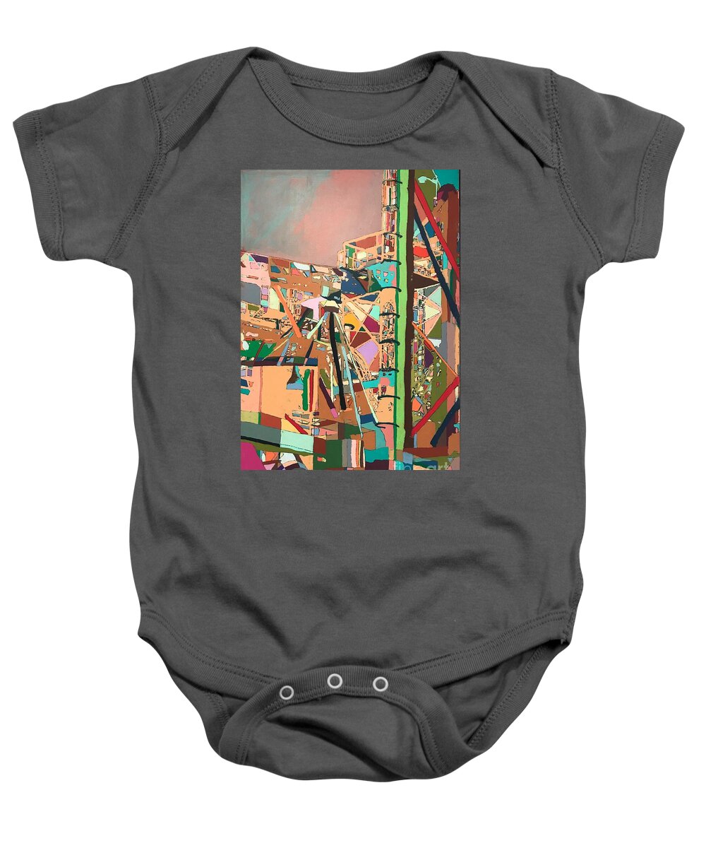 Abstract Baby Onesie featuring the painting Stack High by Allan P Friedlander