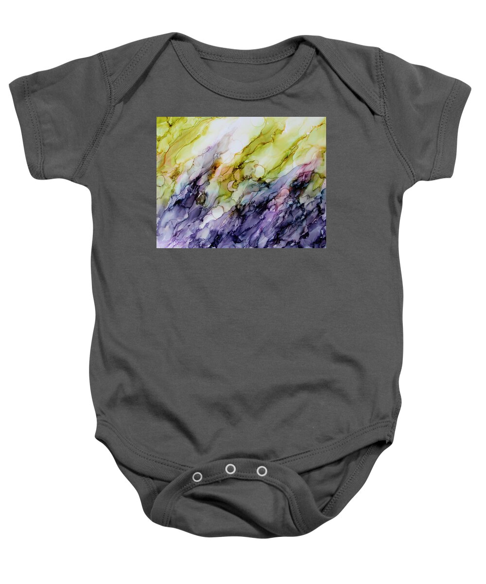 Purple Baby Onesie featuring the painting Rain Glass by Katrina Nixon