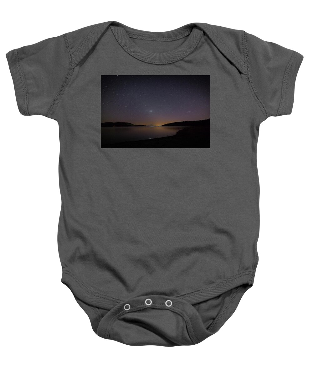 Stars Baby Onesie featuring the photograph Stars over the lake by Loyd Towe Photography