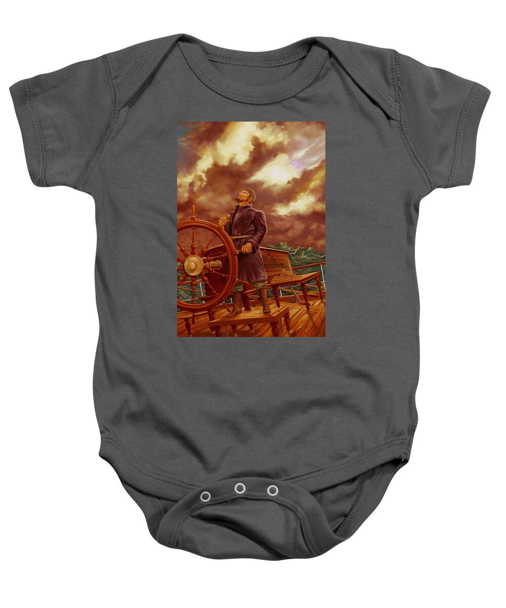 Freedom Baby Onesie featuring the painting Staying on Course by Hans Neuhart