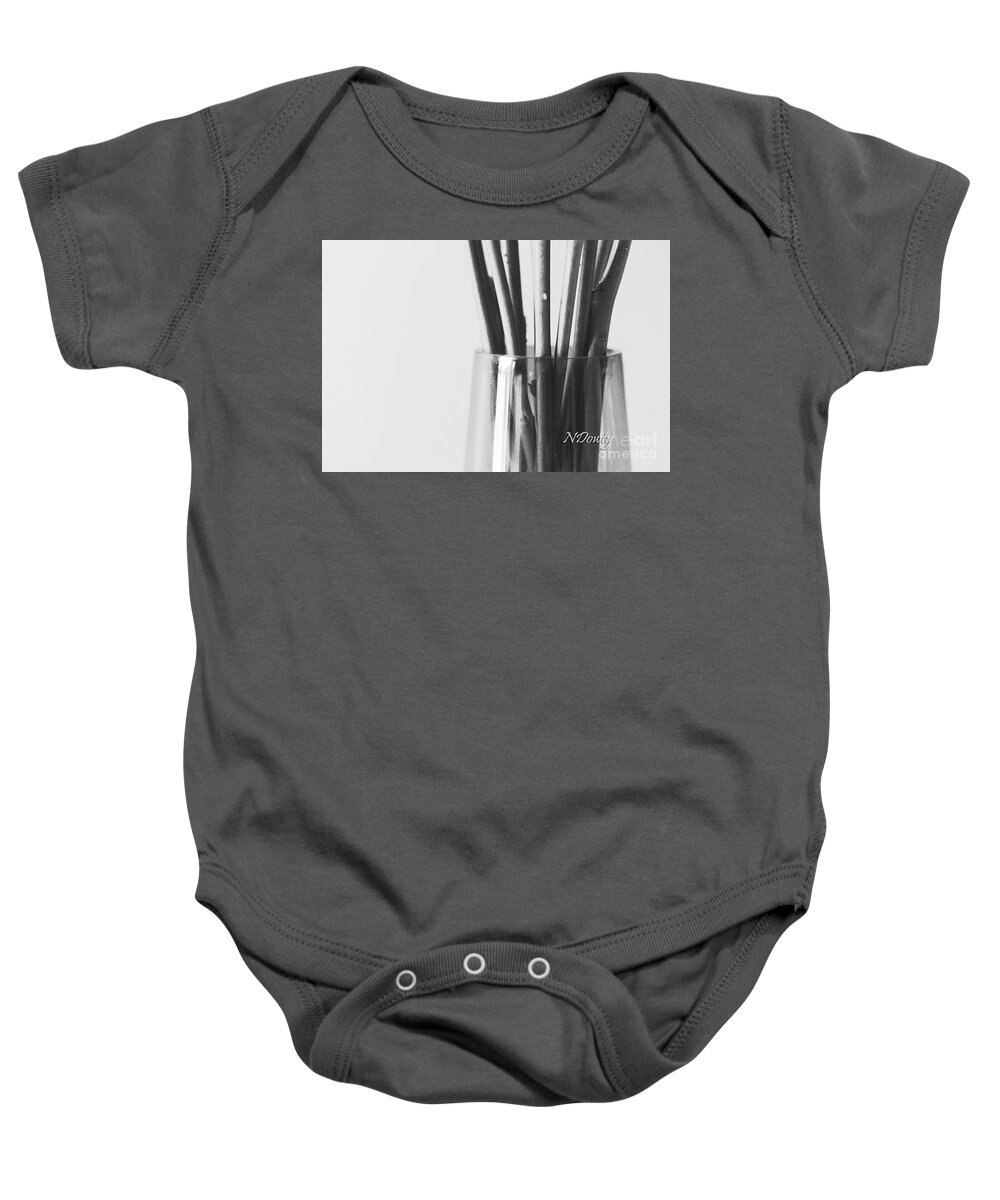 Stems In Vase Baby Onesie featuring the photograph Stems in Vase by Natalie Dowty
