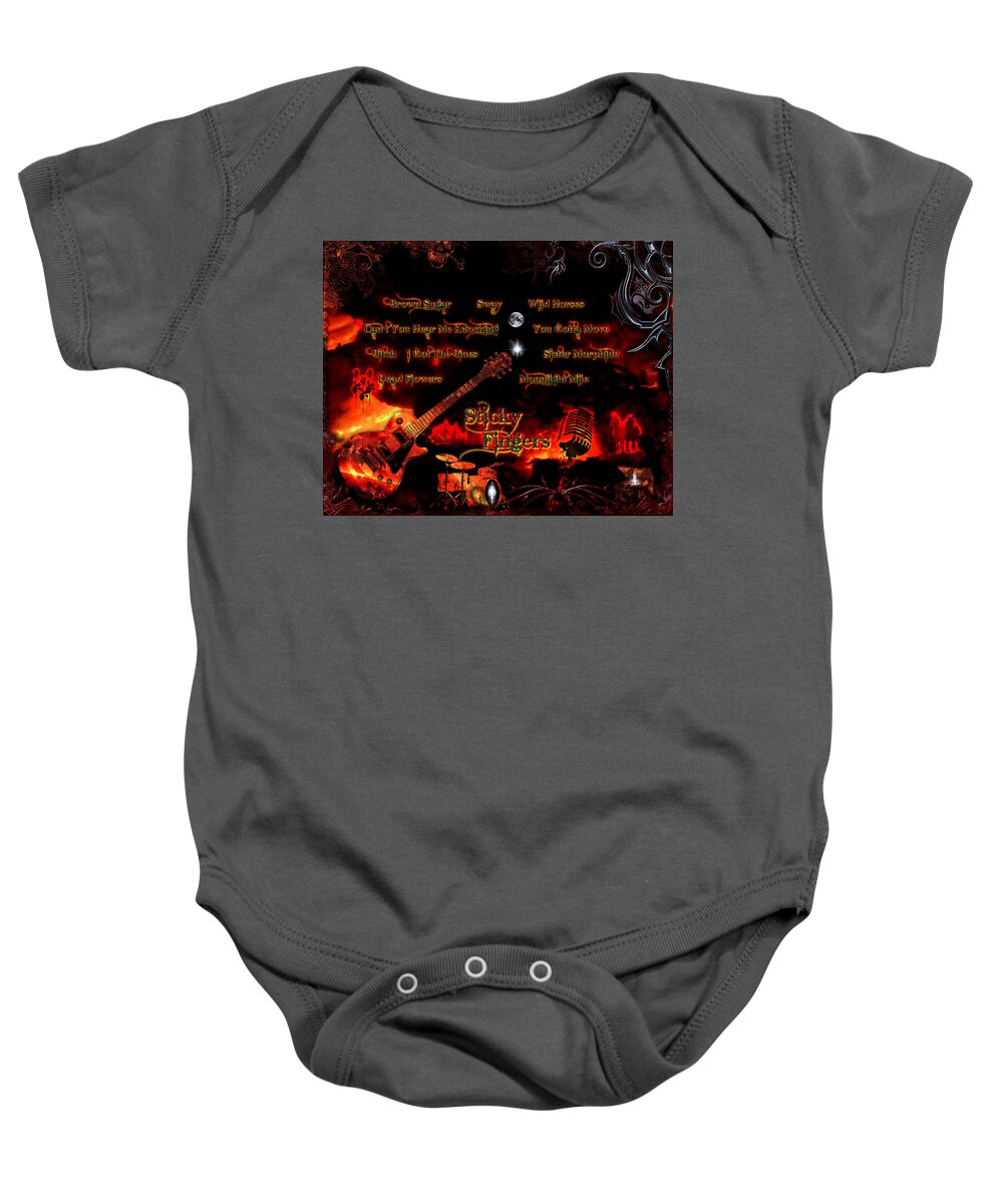 The Rolling Stones Baby Onesie featuring the digital art Sticky Fingers by Michael Damiani