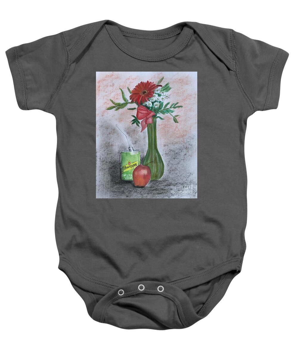 Charcoal Baby Onesie featuring the mixed media Still life # 3 by Vicki B Littell