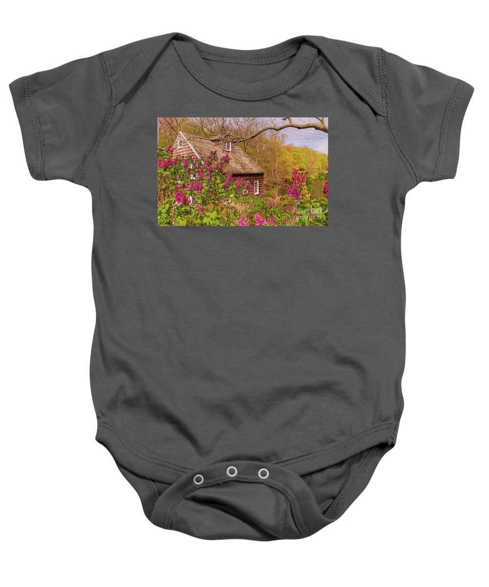 Mill Baby Onesie featuring the photograph Stony Brook Gristmill in Spring by Sean Mills