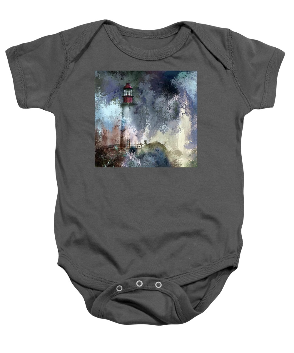 Lighthouse Baby Onesie featuring the photograph Storm At Point Atkinson Lighthouse by Theresa Tahara