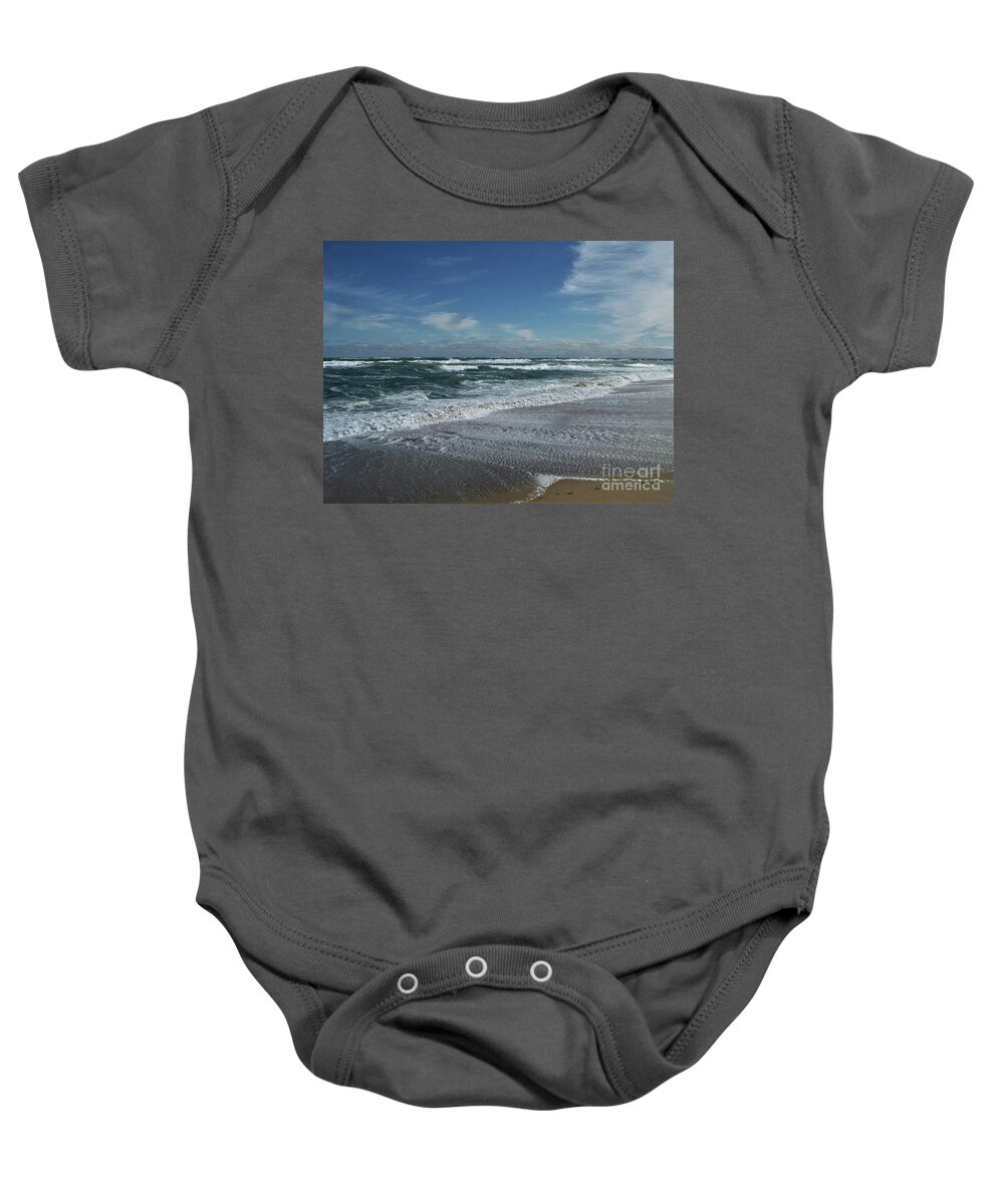Salisbury Beach Baby Onesie featuring the photograph Stormy Days by Eunice Miller