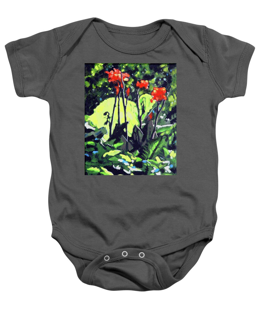 Flowers Baby Onesie featuring the painting Summer Sunlight by John Lautermilch