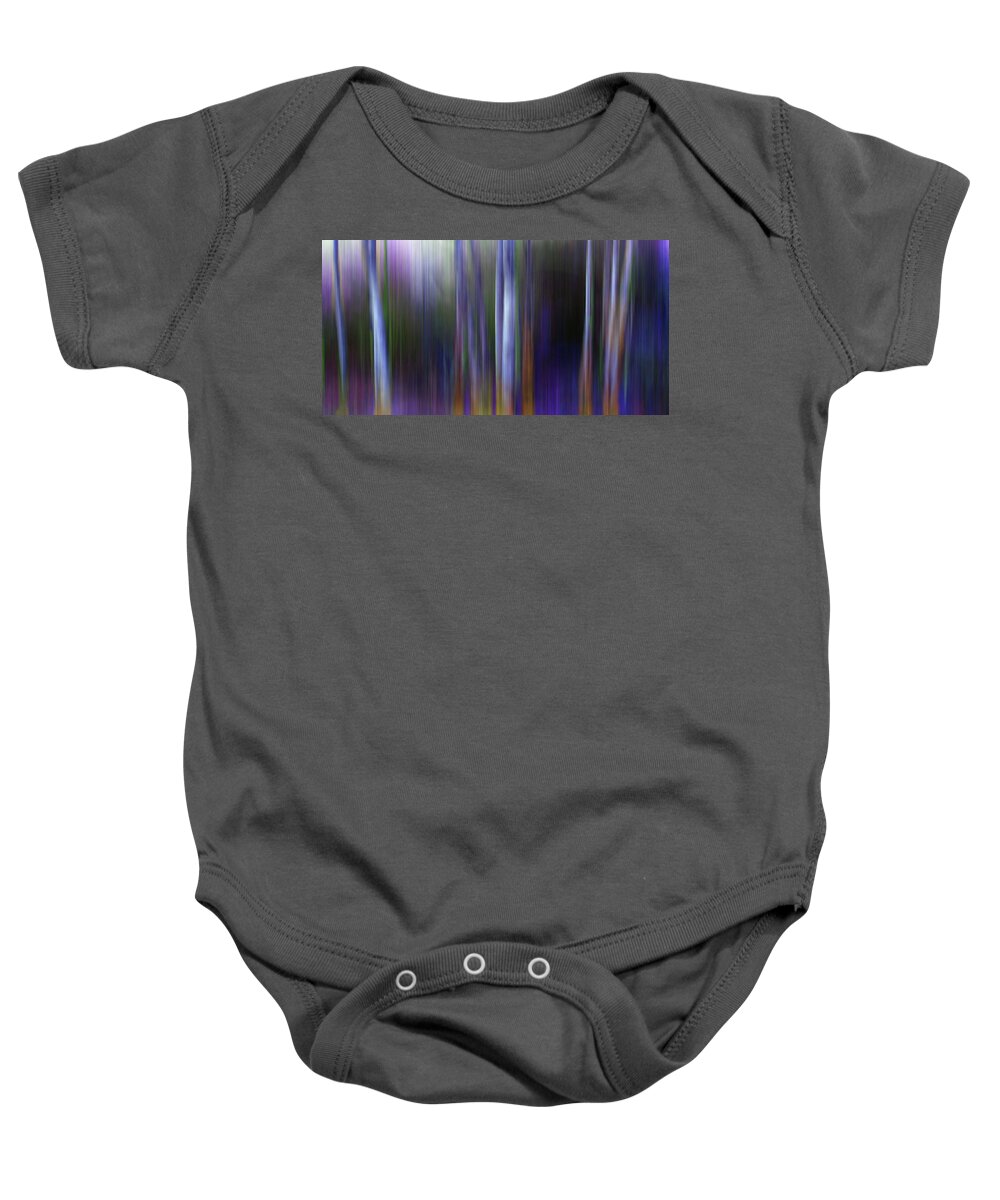 Blue Baby Onesie featuring the photograph Sunlight in a Blue Wood by Wayne King