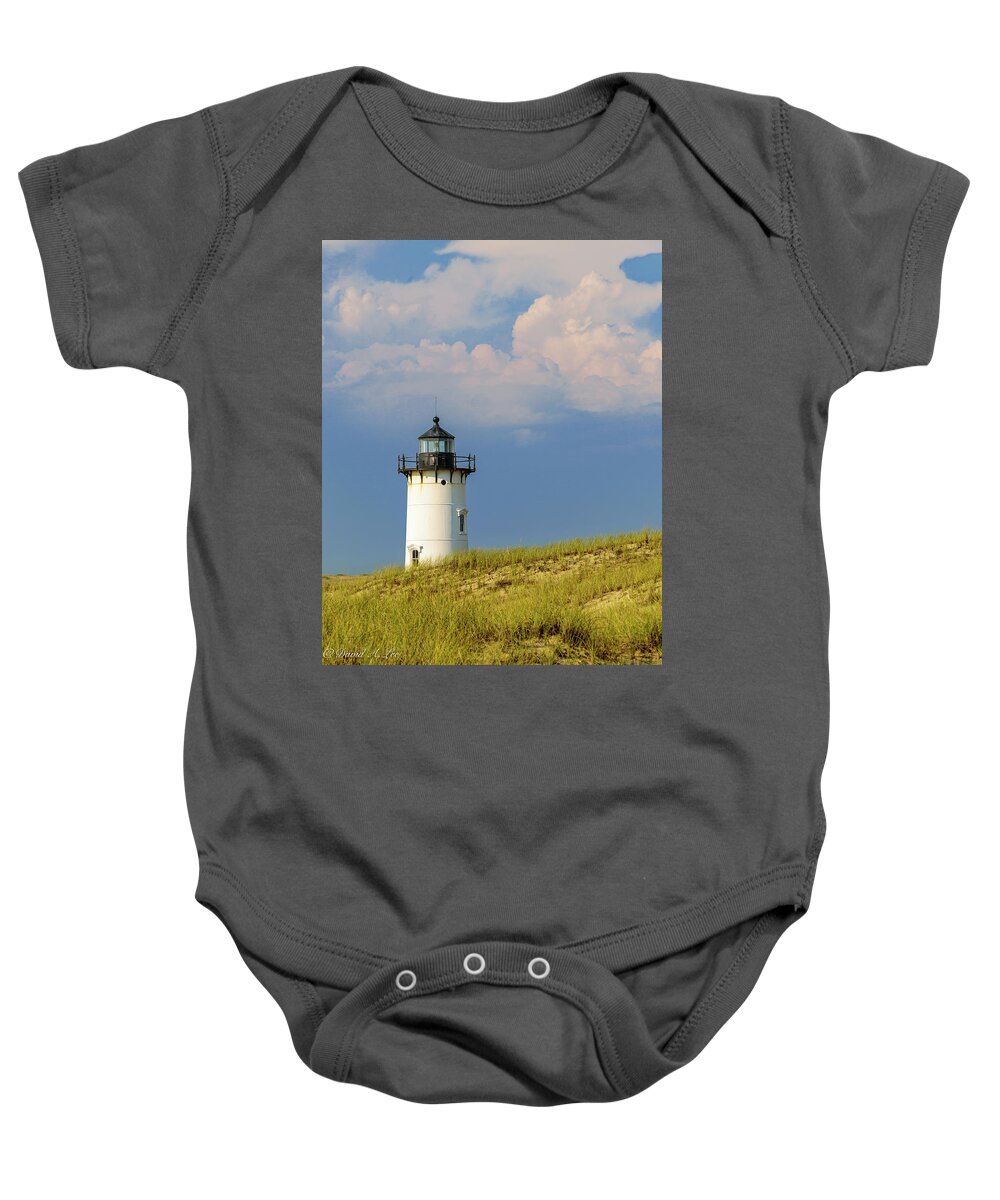 Lighthouse Baby Onesie featuring the photograph Sunlit Lighthouse by David Lee