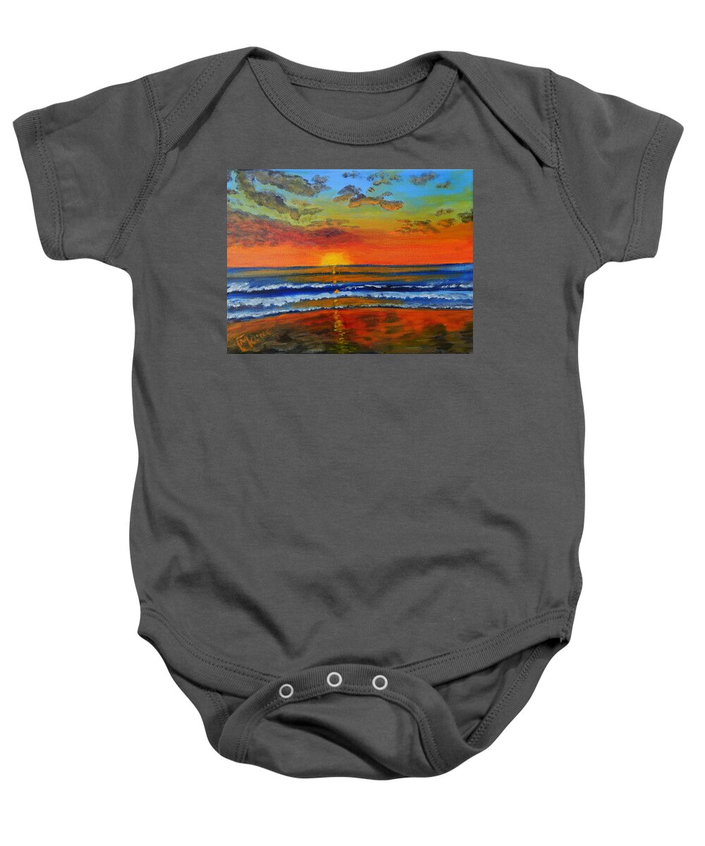Beach Baby Onesie featuring the painting Sunrise #713 by Mike Kling